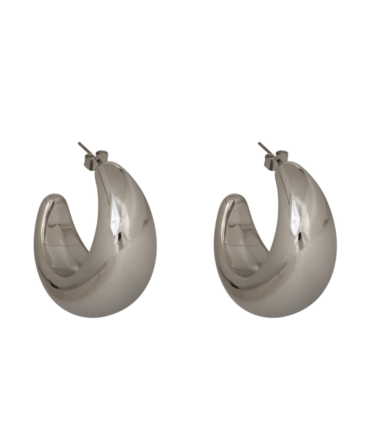 MSE Rhodium Hoop Earring