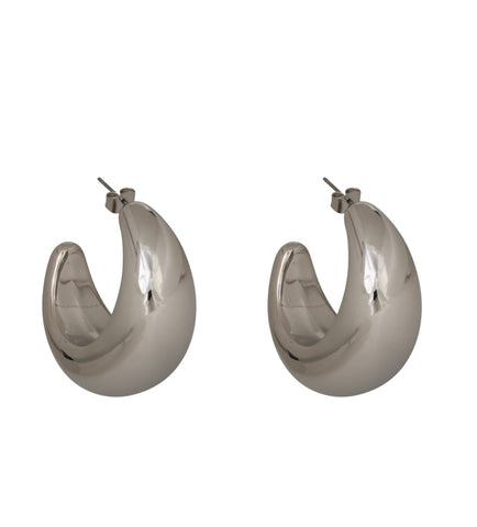 MSE Rhodium Hoop Earring