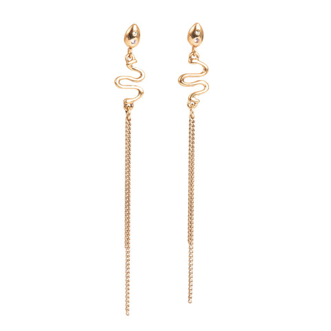 A&C Mysterious Garden Long Gold Plated Earrings