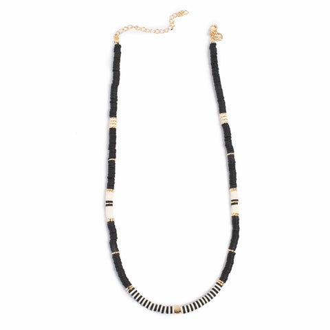 A&C Heishi Delight Black/Multi Bead Necklace