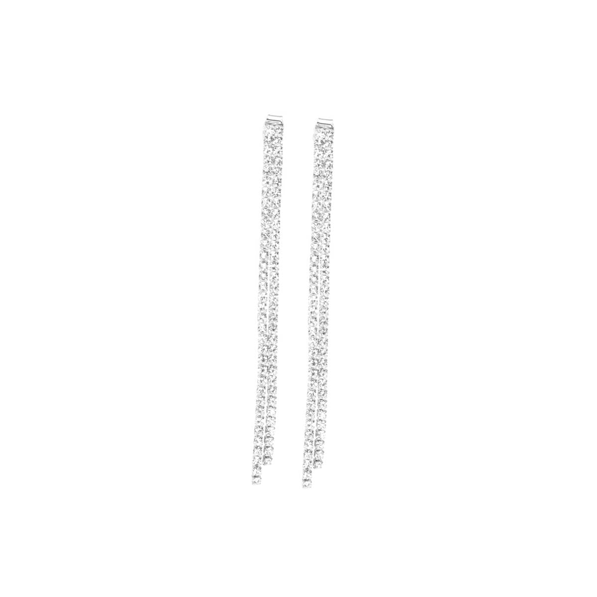 MSE 2 Line Long Rhodium Earring