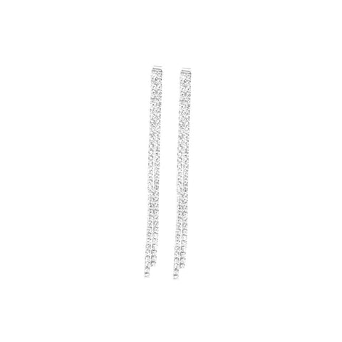 MSE 2 Line Long Rhodium Earring