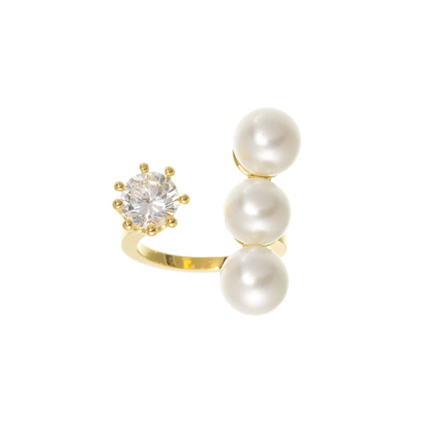 MSR Pearl and Crystal Gold Adjustable Ring – Vosko & Co
